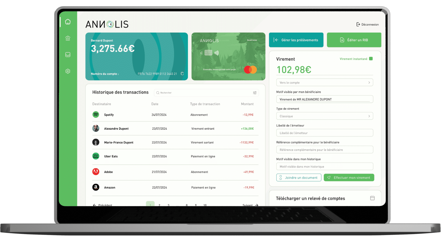 Dashboard d'un compte pro toulouse